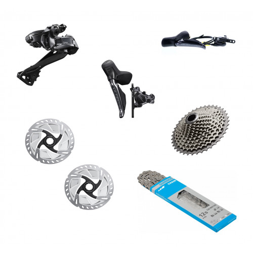 Групсет Shimano Ultegra Di2 с роторами, тормозами, задним переключателем, кассетой и цепью